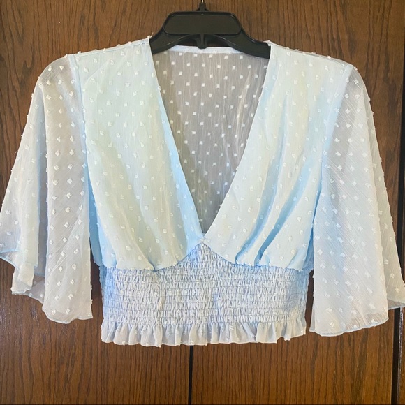 Baby Blue Sheer Crop Top - Picture 3 of 3